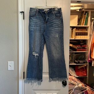 Risen Brand Dark Wash High Rise Crop Flare Jean Size 13/31